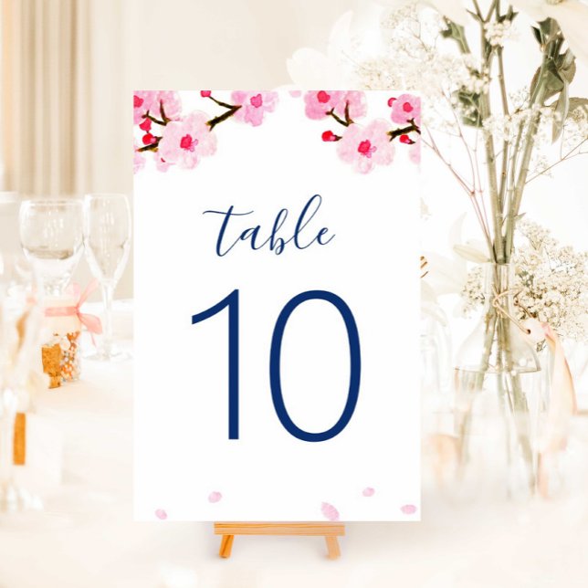 Tarjeta De Mesa Número de tabla de florecimiento de cerezo rosa (Subido por el creador)