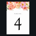 Tarjeta De Mesa Número de tabla de flores de cítricos rosas<br><div class="desc">Impresiones de tarjetas de número de tabla en la parte delantera y trasera (doble cara). Los elementos se imprimen exactamente como aparecen en la pantalla cuando se agregan al carrito,  por lo que se personaliza y se agrega cada número de tabla que se necesita a cada carrito individualmente.</div>