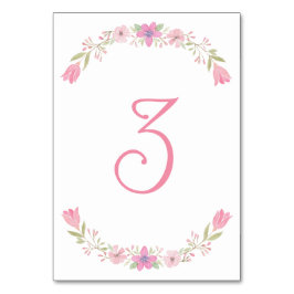 Tarjeta De Mesa Número de tabla de flores rosadas