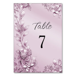 Tarjeta De Mesa Número de tabla de follaje floral rosa