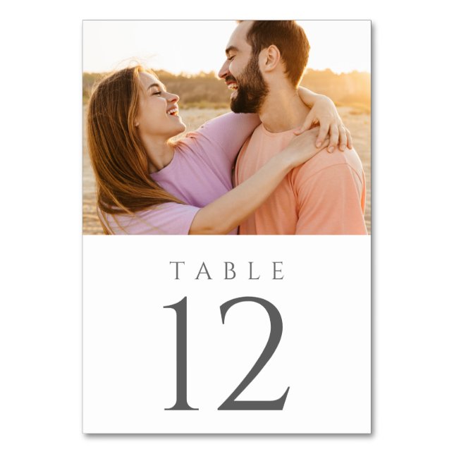 Tarjeta De Mesa Número de tabla de fotos de recepción de boda (Anverso)