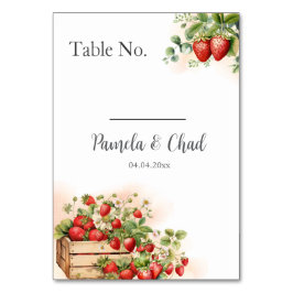 Tarjeta De Mesa Número de tabla de fresas de color de agua