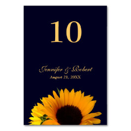 Tarjeta De Mesa Número de tabla de girasol (Azul marino)
