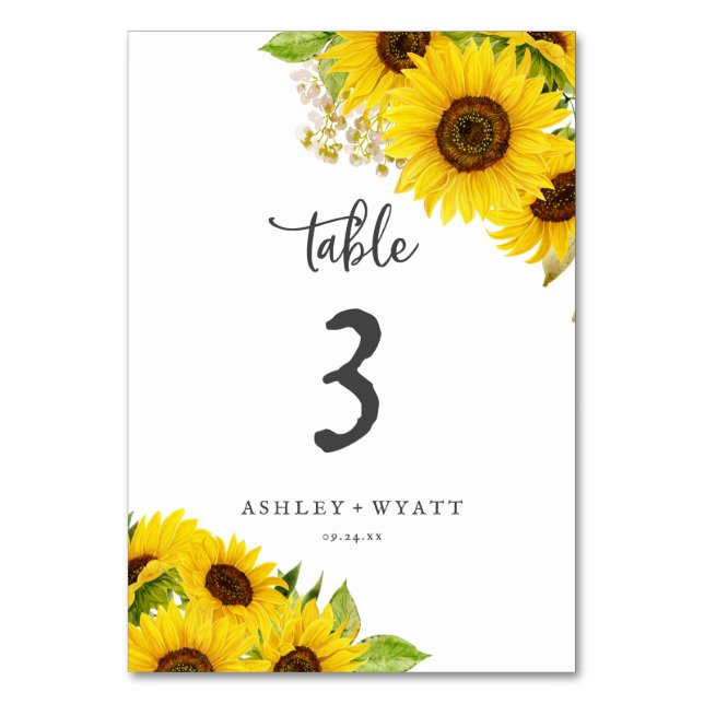Tarjeta De Mesa Número de tabla de girasol del país (Anverso)