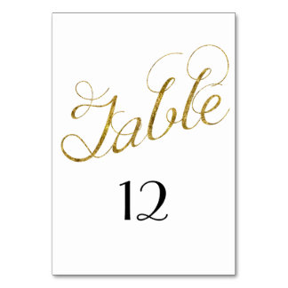 Tarjeta De Mesa Número de tabla de Glam dorado
