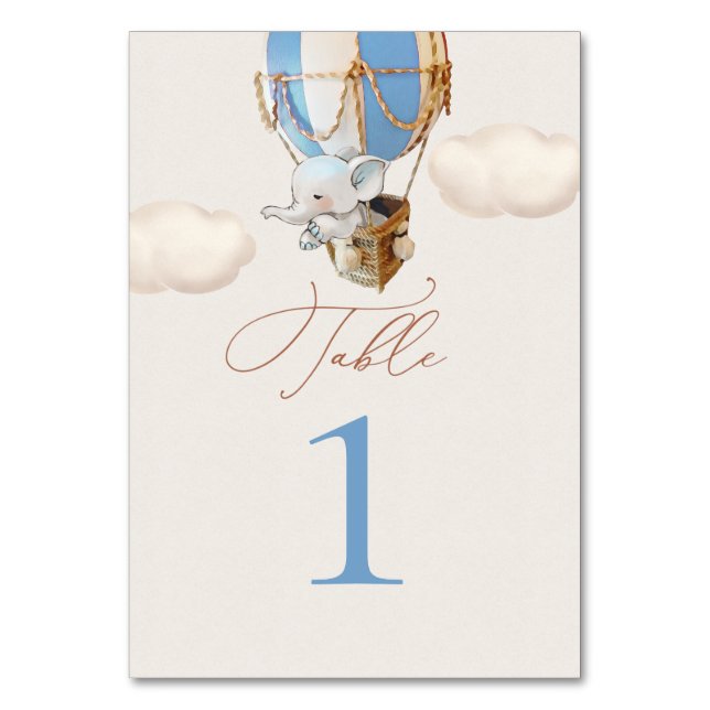 Tarjeta De Mesa Número de tabla de globo elefante (Anverso)
