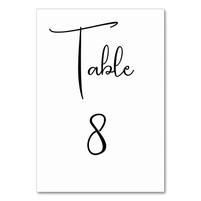 Tarjeta De Mesa Número de tabla de guión de partido simple de boda (Anverso)
