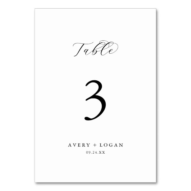 Tarjeta De Mesa Número de tabla de guión elegante (Anverso)