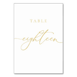 Tarjeta De Mesa Número De Tabla De Guión Elegante De Oro Dieciocho