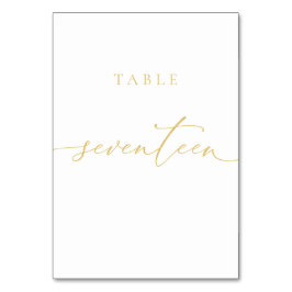 Tarjeta De Mesa Número De Tabla De Guión Elegante De Oro Diecisiet