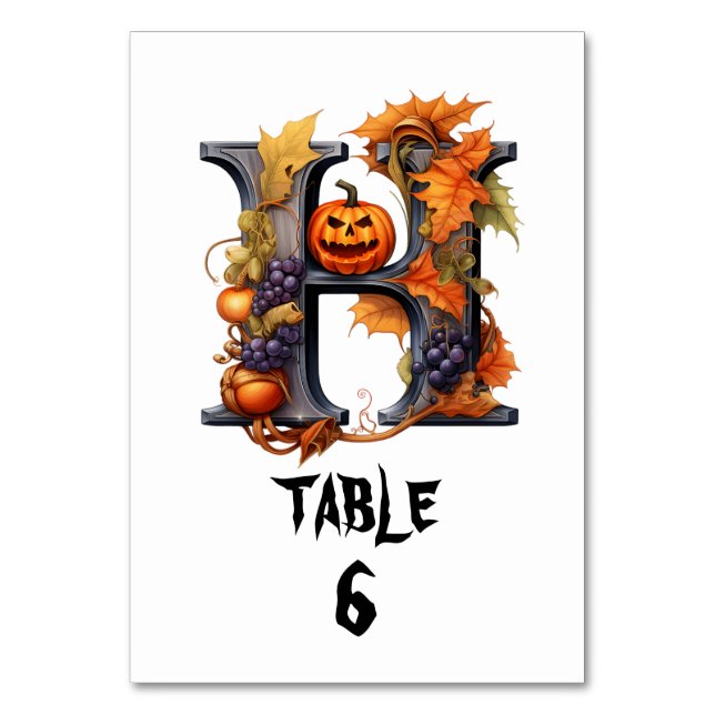Tarjeta De Mesa Número de tabla de Halloween (Anverso)