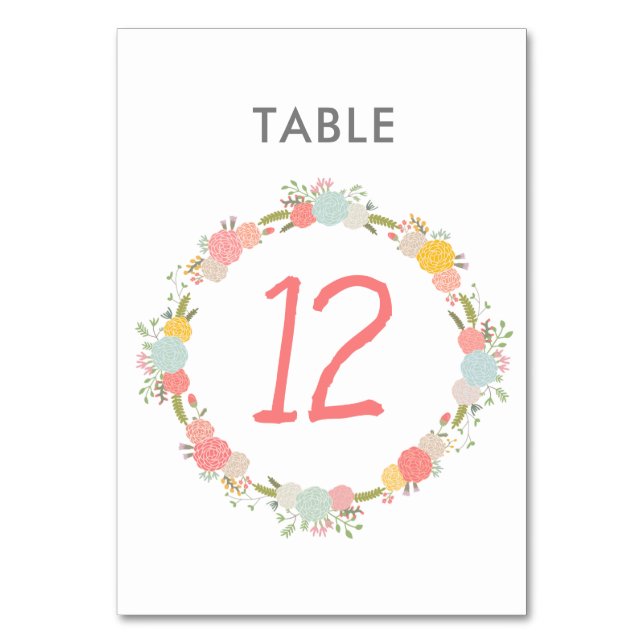 Tarjeta De Mesa Número de tabla de heridas florales (Anverso)