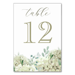 Tarjeta De Mesa Número de tabla de hidrangea blanca