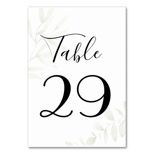 Tarjeta De Mesa Número de tabla de hojas de oliva (Anverso)