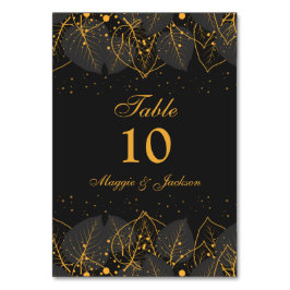 Tarjeta De Mesa Número de tabla de hojas de oro Delicadas