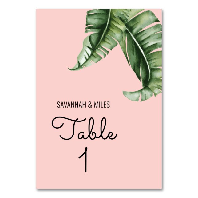 Tarjeta De Mesa Número de tabla de hojas de plátano moderno de med (Anverso)