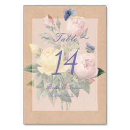Tarjeta De Mesa Número de tabla de invitación a boda Rosa de inglé