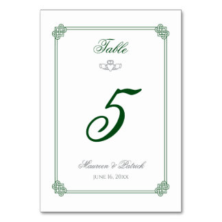 Tarjeta De Mesa Número de tabla de Irlanda de destino