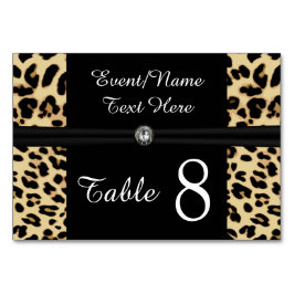 Tarjeta De Mesa Número de tabla de joyas de leopardo negro persona