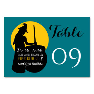 Tarjeta De Mesa Número de tabla de la bola mágica de la bruja y la