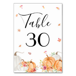 Tarjeta De Mesa Número de tabla de la calabaza de color de agua