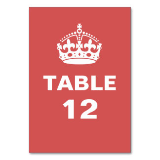 Tarjeta De Mesa Número de tabla de la Corona Real Roja