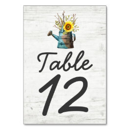 Tarjeta De Mesa Número de tabla de la granja de girasol y madera r