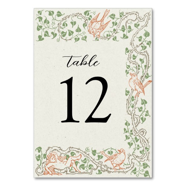Tarjeta De Mesa Número de tabla de la tarde del viejo libro Cupido (Anverso)