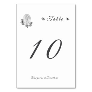 Tarjeta De Mesa Número de tabla de la Virgen Sepia Mary Boda