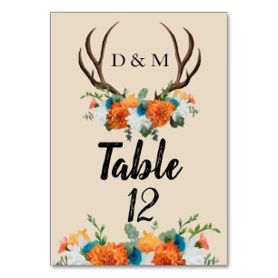 Tarjeta De Mesa Número de tabla de las Antillas Florales Rústicas 
