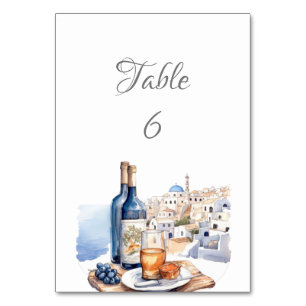 Tarjeta De Mesa Número de tabla de líneas de Skyline de Santorini