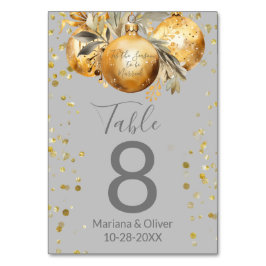 Tarjeta De Mesa Número de tabla de los Navidades grises de oro