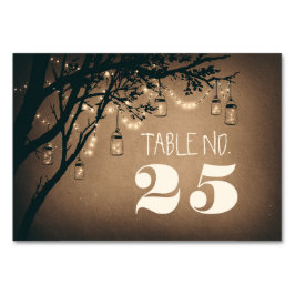 Tarjeta De Mesa Número de tabla de luces de cadena y tarro de másc