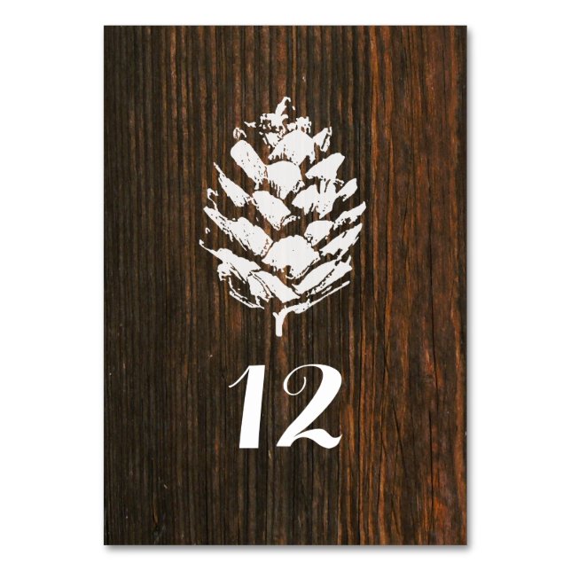 Tarjeta De Mesa Número de tabla de madera de pinecone Barn (Reverso)