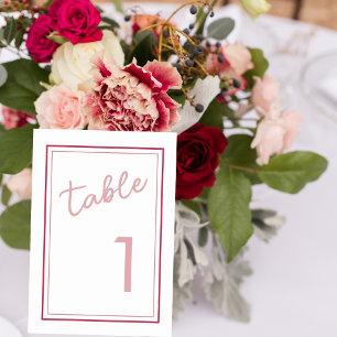 Tarjeta De Mesa Número de tabla de magenta y Rosa moderno