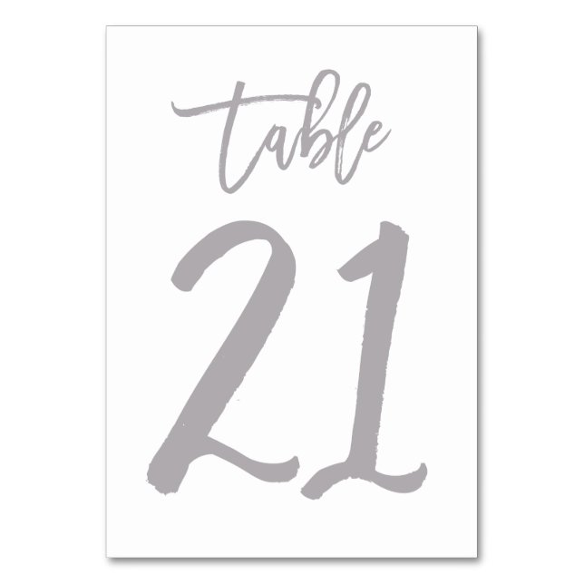 Tarjeta De Mesa Número de tabla de mano con moda plateado | Cuadro (Anverso)