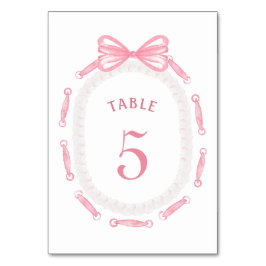 Tarjeta De Mesa Número de tabla de marco de cinta rosada
