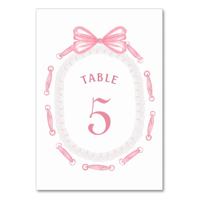 Tarjeta De Mesa Número de tabla de marco de cinta rosada (Anverso)