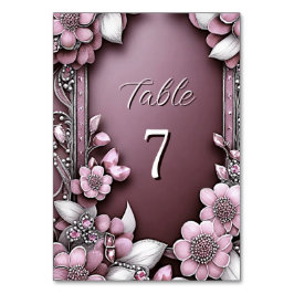 Tarjeta De Mesa Número de tabla de marco floral rosa