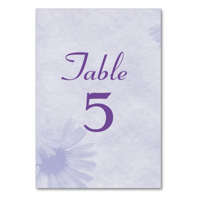 Tarjeta De Mesa Número de tabla de margarita de lavanda suave (Anverso)