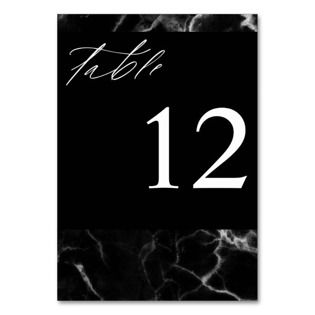 Tarjeta De Mesa Número de tabla de mármol negro (Anverso)