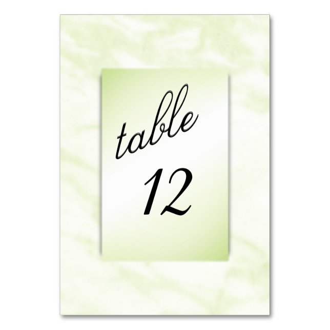 Tarjeta De Mesa Número de tabla de mármol verde (Anverso)