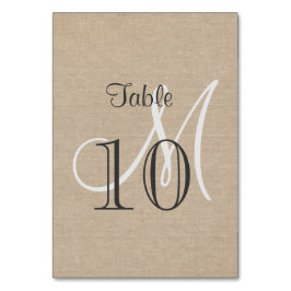 Tarjeta De Mesa Número de tabla de monograma del Boda de lienzo ru