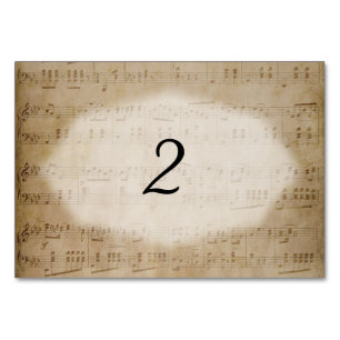 Tarjeta De Mesa Número de tabla de música de hojas antiguas