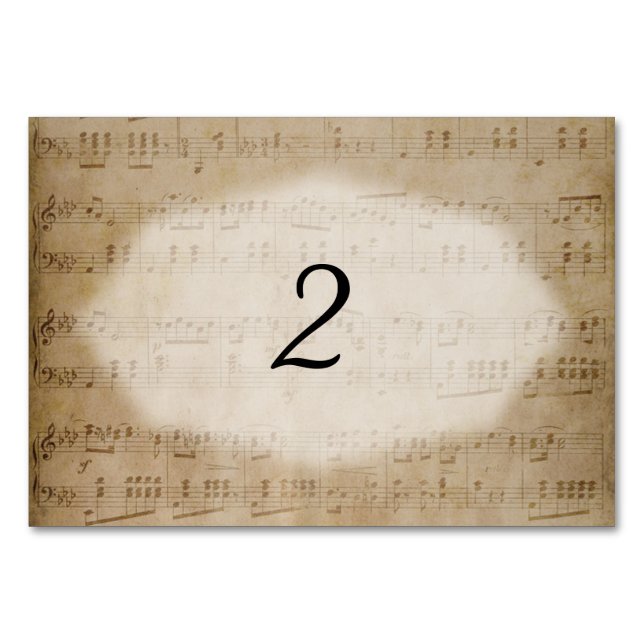 Tarjeta De Mesa Número de tabla de música de hojas antiguas (Anverso)