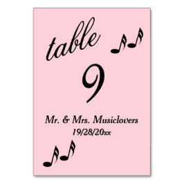 Tarjeta De Mesa Número de tabla de música rosa