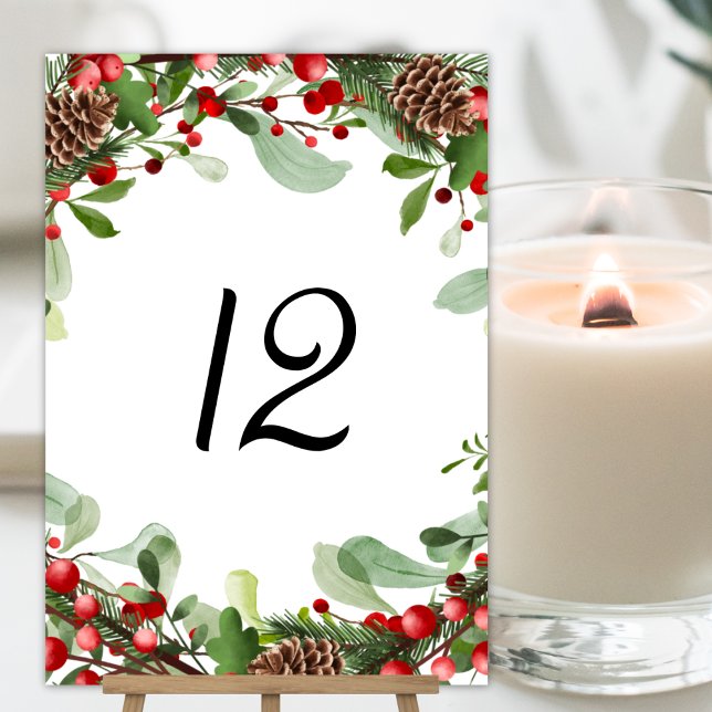 Tarjeta De Mesa Número de tabla de Navidades de Winter Berries (Subido por el creador)