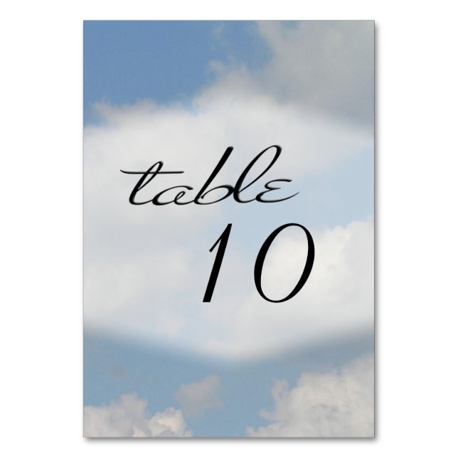 Tarjeta De Mesa Número de tabla de nubes (Anverso)