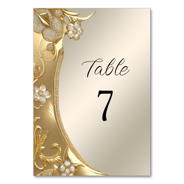 Tarjeta De Mesa Número de tabla de ornato de oro (Anverso)