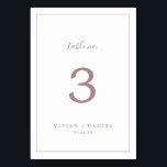 Tarjeta De Mesa Número de tabla de oro Rosa minimalista<br><div class="desc">Este minimalista número de rosa de oro es perfecto para un simple boda. El moderno diseño romántico presenta una tipografía clásica de oro rosa y blanco, acompañada de una caligrafía rústica y elegante con un estilo de letra a mano vintage. Personalizable de cualquier color. Mantenga el diseño simple y elegante,...</div>